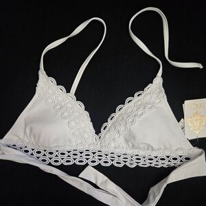 Becca by Rebecca Virtue white halter bikini top size D